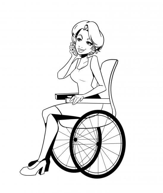 Illustration of girl in wheelchair on phone