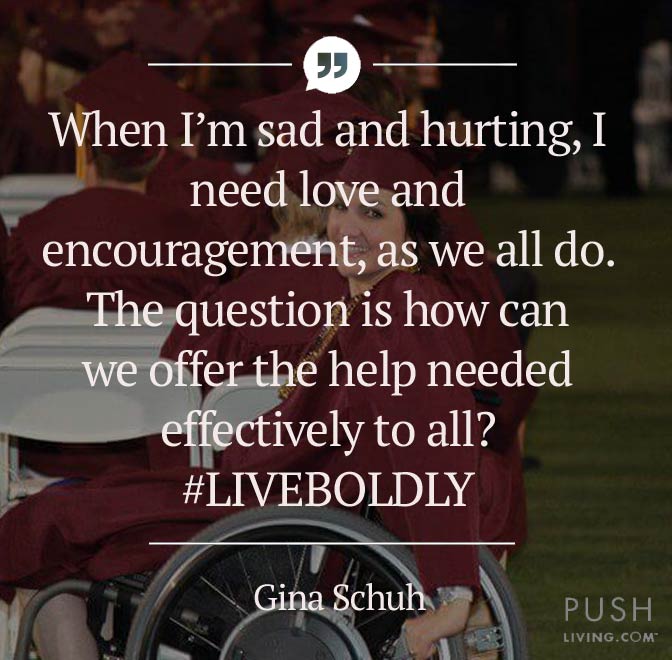 Supporting the Disabled Ones. image of a quotation on showing kindness and love for disabled