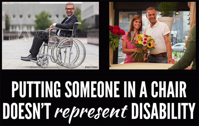 collage of two images one with a man sitting on a wheelchair smiling and the other one of beautiful couple standing and smiling with sun flowers in her hand