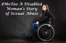 Young woman sitting in a wheelchair looking sad