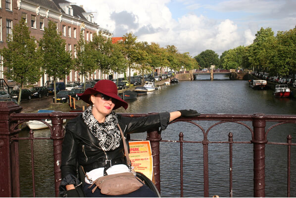 Deborah looking very comfortable in Amsterdam, Netherlands.