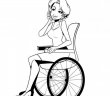 Illustration of girl in wheelchair on phone