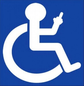 illustration of wheelchair image with middle finger out