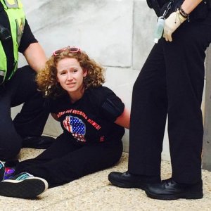Stephanie Woodward of Adapt arrested on Capital Hill 300x300 - Stephanie Woodward Interview: Dragged from Her Wheelchair and Arrested at ADAPT Protest