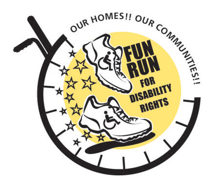 logo image of a fun run for disability rights