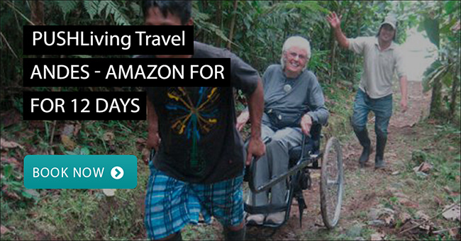 A man sitting in a wheelchair exploring the Amazon